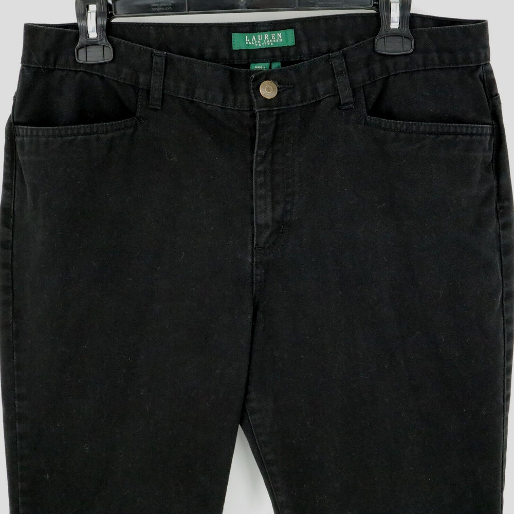 Lauren Ralph Lauren Pants Petites 12P Black Classic Midcalf Cotton Twill Pockets - Picture 6 of 12